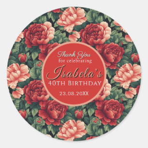 Elegant Rose Themed 70Th Birthday Classic Round Sticker