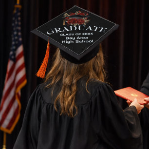 Elegant Rose‑Themed Graduate Graphic Graduation Cap Topper