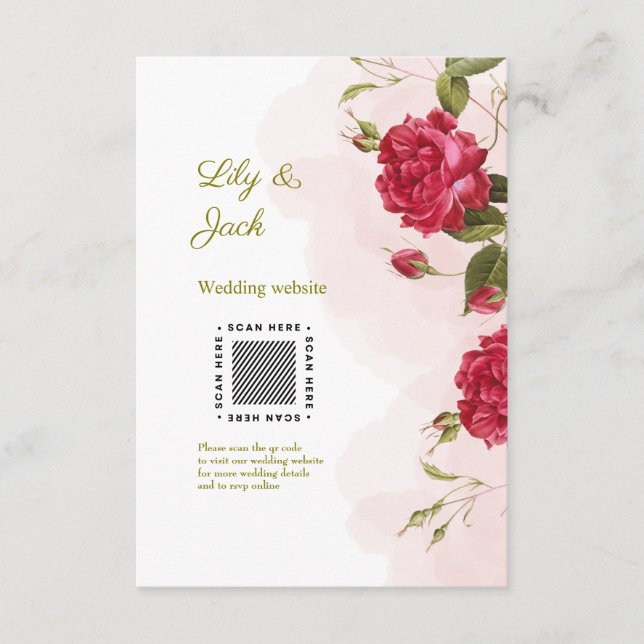 Elegant Rose-Themed Wedding Enclosure Card (Front)