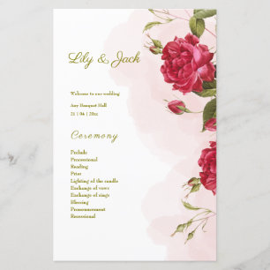 Elegant Rose-Themed Wedding program