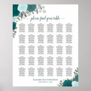 Élégant Rose Turquoise 30 Tableau Mariage