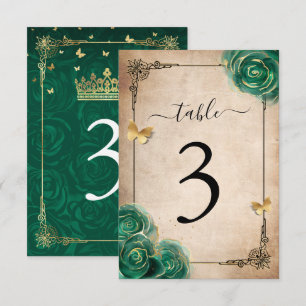 Elégant Rose Vert Or Noir Table Numéro Cartes