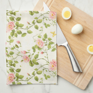 Elegant Rose Vine Flourish Kitchen Towel