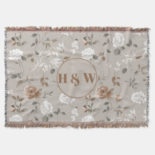 Elegant Rose & Vine Pattern Throw Blanket