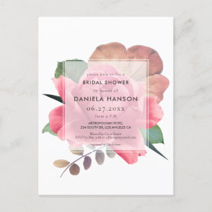Elégant rose vintage douche nuptiale Invitation