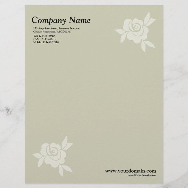Elegant Rose - Warm Beige Letterhead (Front)