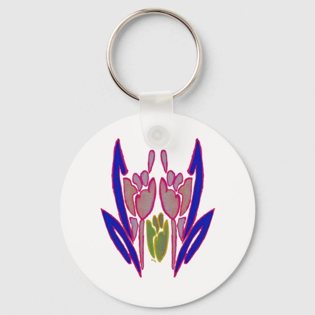 Elegant Rose Watercolor Art Print Keychain (Front)