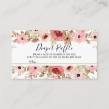 Elegant Rose Watercolor Diaper Raffle Card