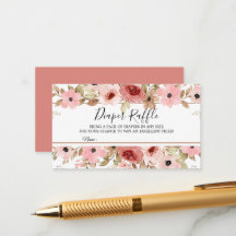 Elegant Rose Watercolor Diaper Raffle Card