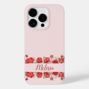 Elegant Rose Watercolor minimal Personalize name Case-Mate iPhone 14 Pro Case
