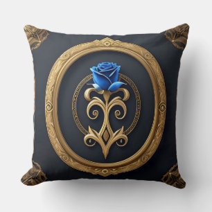 Elegant Rose with Ornate Decorative Frame Throw Pillow