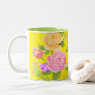 Elegant Rose Yellow Two-Tone Coffee Mug