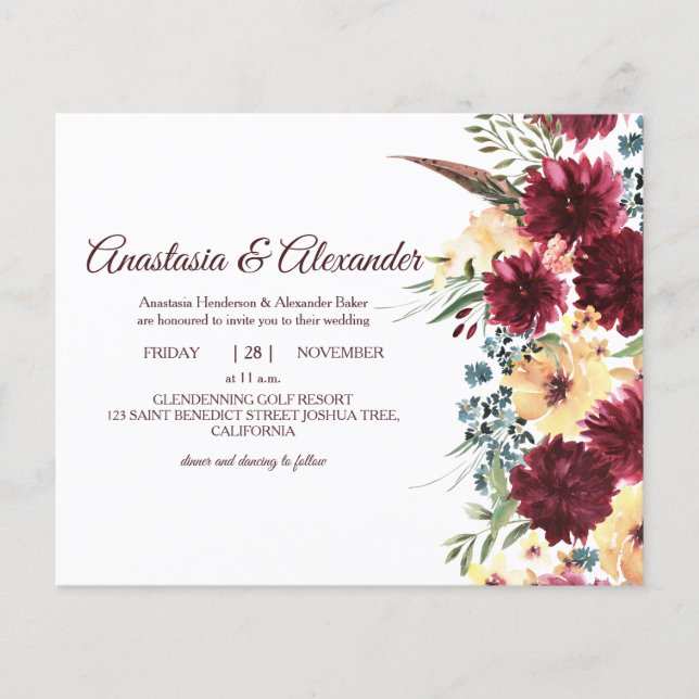 Elegant RoseBudget Invitation to wedding ceremony. Flyer (Front)