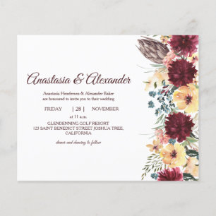 Elegant RoseBudget Invitation to wedding ceremony. Flyer