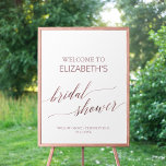 Elegant RoseGold Calligraphy Bridal Shower Welcome Poster<br><div class="desc">This elegant rose gold calligraphy bridal shower welcome poster is perfect for a simple wedding shower. The blush pink design features a minimalist sign decorated with romantic and whimsical faux rose gold foil typography. Customize the poster with the name of the bride-to-be, and the date and location of the shower....</div>