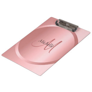 Elegant Rosegold Monogram Modern Template Clipboard