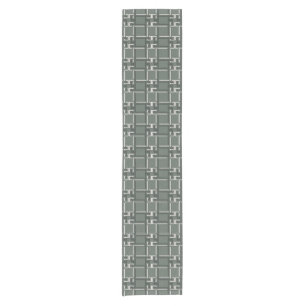 Elegant Rosemary Sage Greek Key Pattern Short Table Runner
