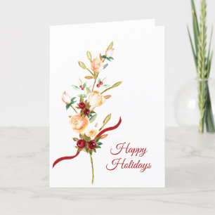 Elegant Roses and Berries Christmas Card