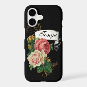 Elegant Roses and Gold Leaves Personalized