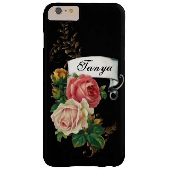 Elegant Roses and Gold Leaves Personalized Case-Mate iPhone Case (Back)