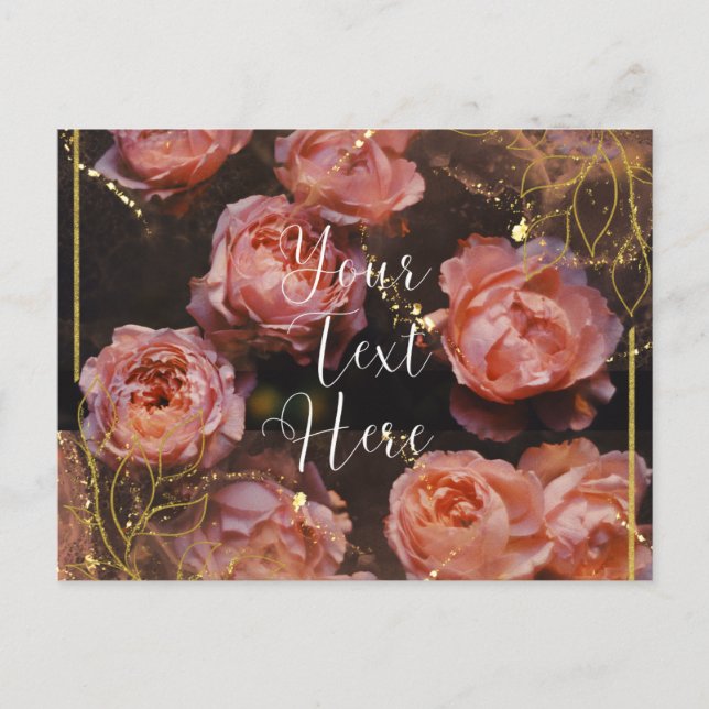 Elegant Roses and Gold Postcard  (Front)