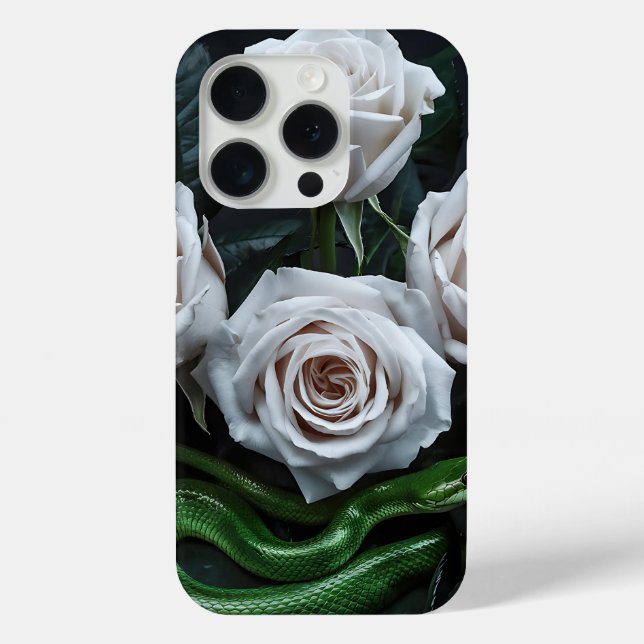 Elegant Roses and Green Snake Art Floral Phone Cas Case-Mate iPhone Case (Back)
