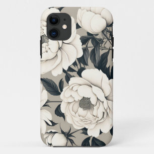 Elegant Roses And Peonies Floral On Cream iPhone 11 Case