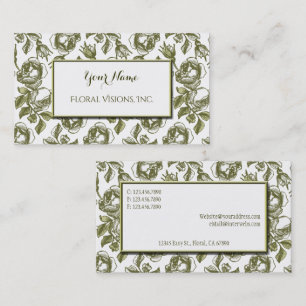 Élégant Roses blanc et or Cartes de visite personn