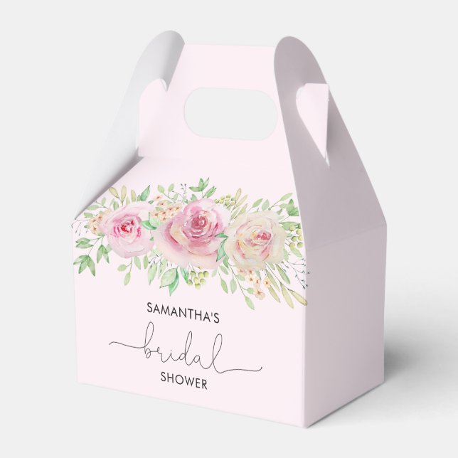 Elegant roses bridal shower favor box (Front Side)