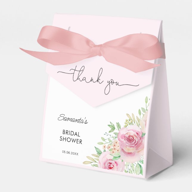 Elegant roses bridal shower Thank You Favor Box (Front Side)