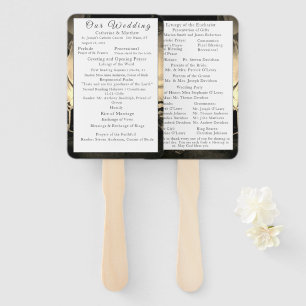 Elegant Roses Catholic Wedding Program  Hand Fan