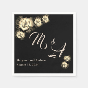 Elegant Roses Catholic Wedding Rehearsal Dinner Napkin
