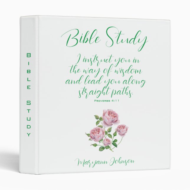 Elegant Roses Christian Bible Study Binder (Front/Spine)