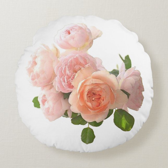 Elegant Roses Design Modern Template Trendy Round Pillow (Front)
