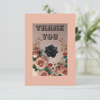 Elegant Roses Flat Thank You Card