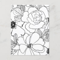 Elegant Roses Floral Line Drawing design