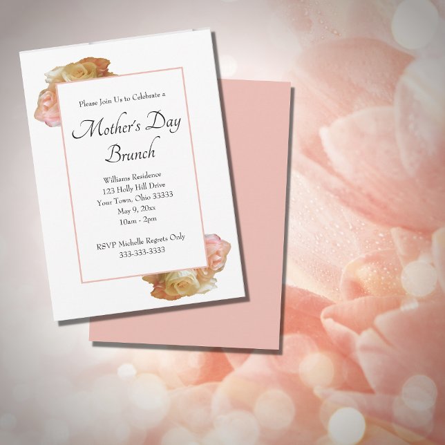 Elegant Roses Floral Mother's Day Brunch Invitation (Creator Uploaded)