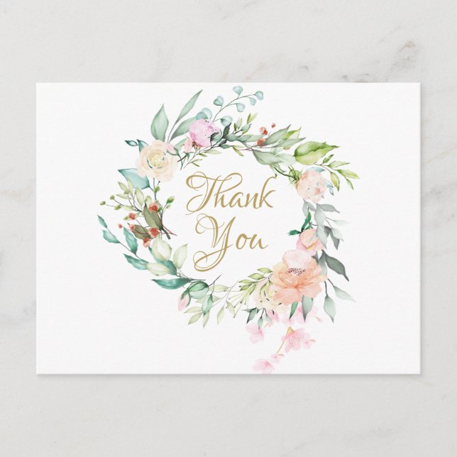 Elegant Roses Garland Business Thank You Postcard (Front)