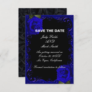 Élégant Roses Goth Blue Enregistrer La Carte Date