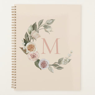 Elegant Roses Monogram Wreath Planner