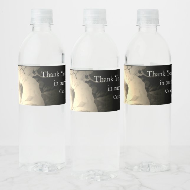 Elegant Roses Monogrammed Water Bottle Label (Bottles)