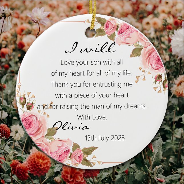 Elegant Roses Mother of The Groom Bride Wedding Ceramic Ornament (Creator Uploaded)