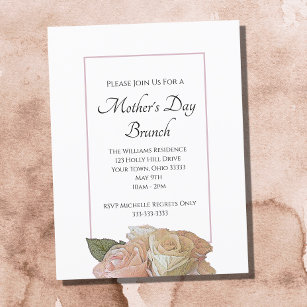 Elegant Roses Mother's Day Party Brunch Floral   Holiday Postcard