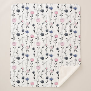 Elegant roses pattern sherpa blanket