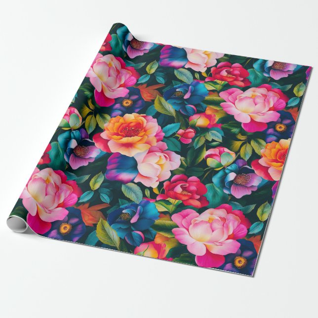Elegant  roses pattern wrapping paper (Unrolled)