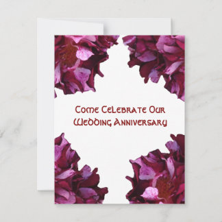 Elegant, Roses photo Anniversary Invitations