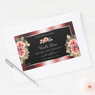 Elegant Roses Shimmering Red Black Product Labels