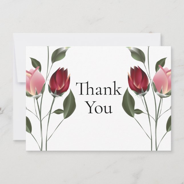 Elegant Roses Thank You Card (Front)