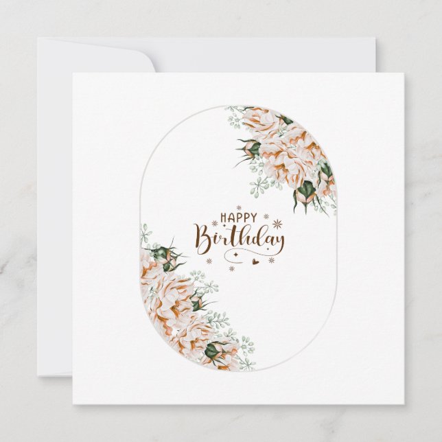 Elegant Roses Watercolor Floral  Birthday Card  (Front)