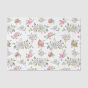 Elegant Roses with Gold Engraved Leaves Tissue Paper